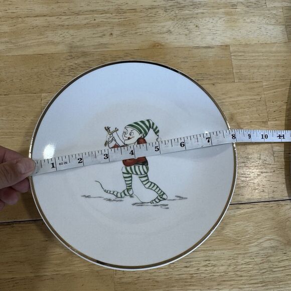 Restoration Hardware Naughty Elf Set 5 Appetizer Salad Plates Vintage Christmas - Picture 11 of 12